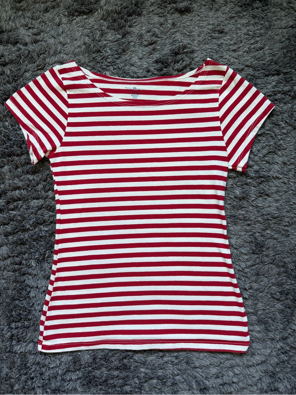 Brandy Melville Striped Red & White Short Sleeve Top
